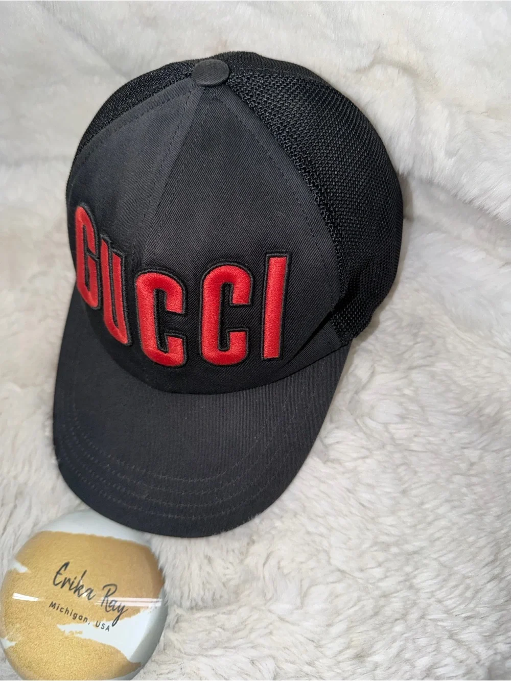 Gucci Logo Black Baseball Cap- SIZE SMALL, GOOD CONDITION